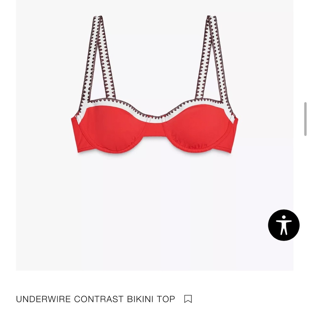 Red Underwire Contrast Bikini Top